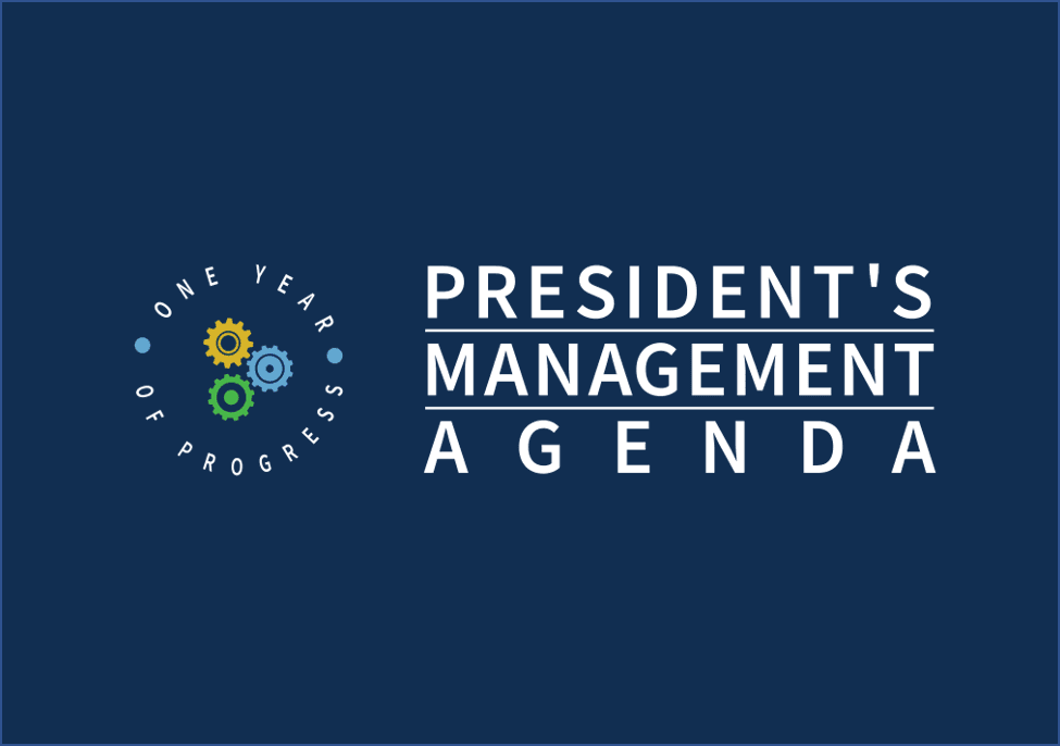 President's Management Agenda One-Year Update Logo.