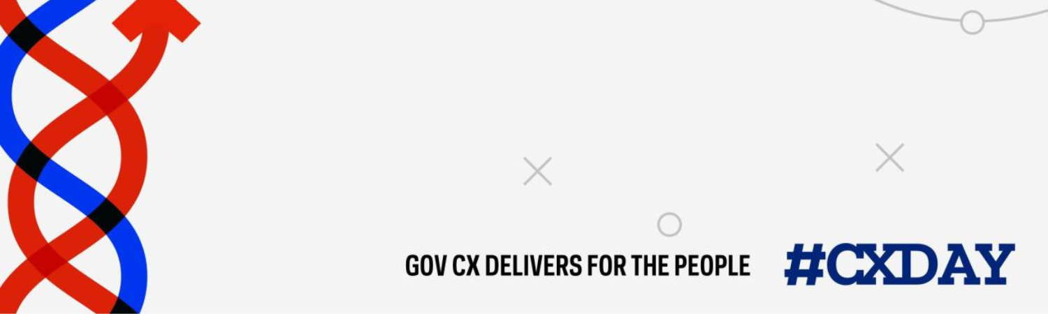 Banner with text Gov CX Delivers for the People #CXDAY.