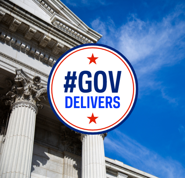 Graphic titled “F is for FederalAPGs” with the GovDelivers logo and image of federal building.