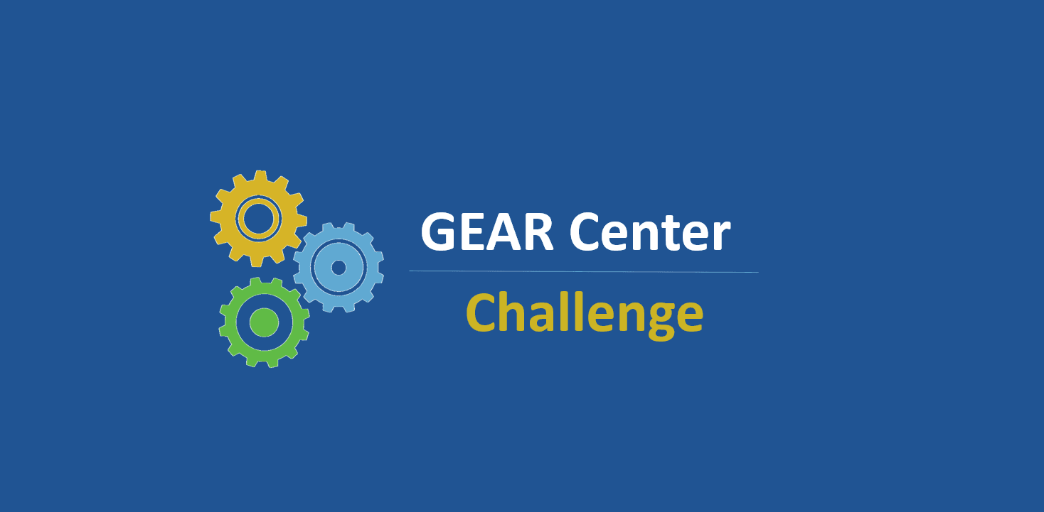GEAR Center Challenge Logo against blue background.