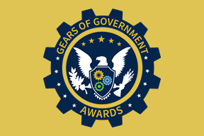 Gears of Government Awards Logo against gold background.